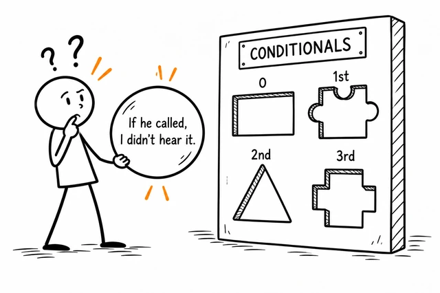 Uczeń przynosi okrągły element prawdziwego angielskiego do tablicy z kategoriami conditionals o niedopasowanych kształtach.